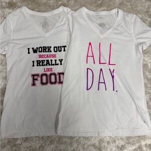 Get 2 Women’s S Workout Tops-Short sleeve-fair used condition-see description